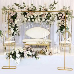 Decoration 2*2.1M Gold Wedding Arch Door Square Metal Flower Rack with Bases Background Decorative Frame for Wedding Birthday Party Decor