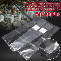 Bags 50/100Pcs PVC Mushroom Spawn Grow Bags Substrate High Temp Pre Sealable Garden Supplies Mushrooms Fungus Growing Planting Bags