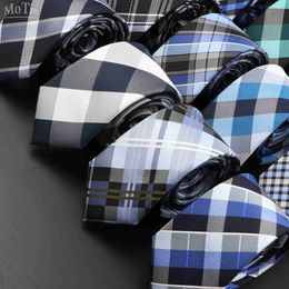 Neck Ties Neck Ties New Jacquard Plaid 6cm Neck Tie For Men ic Check Ties Polyester Mens Necktie For Wedding Business Suit Neckwear Accessories Y240325