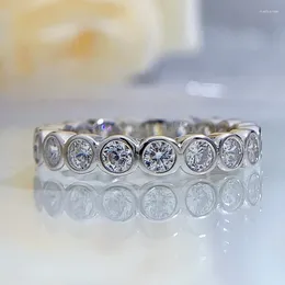 Cluster Rings SpringLady 925 Sterling Silver Full Round High Carbon Diamond For Women Sparkling Wedding Party Fine Jewellery