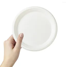 Disposable Dinnerware Bpa-free Eco-friendly 7-inch Plates For Wedding Birthday Parties Biodegradable Paper Cake