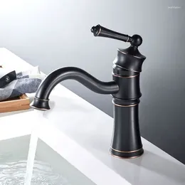 Bathroom Sink Faucets Basin Mixer Taps Black Oil Brass Wash Deck Mounted Single Handle And Cold Faucet Torneira