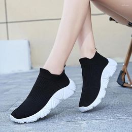 Casual Shoes Kintted For Men Slip On Men's Vulcanize Autumn Solid Net Cloth Breathable Mid Heel Comfortable