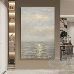 Calligraphy Custom Handmade Oil Painting Wall Art Texture Hanging Poster Abstract Sea View Home Decoration Picture Living Room Bedroom Porch