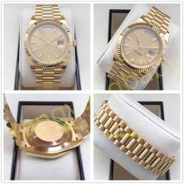 With Box Papers Top Quality Watch 40mm Day-Date Prident 18k Yellow Gold JAPAN Movement Automatic Mens Men's Watche B P Maker224g
