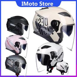 Motorcycle Helmets Helmet Dual Mirrors Seasonal Sun Protection 3/4 Half Men And Women Winter Safety Anti Fog Lens