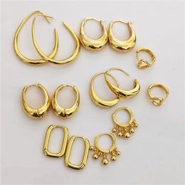 Hoop Earrings Fashion Punk Tassel Round Bead Heart Oval Earring For Women Girls Party Wedding Korean Jewelry Gift A004
