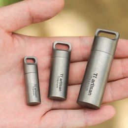 Tools Mini Sealed Waterproof Pill Box Pure Titanium Perfume Storage Case Pendants EDC Tools Ecofriendly Outdoor Home Pill Box Ta6570