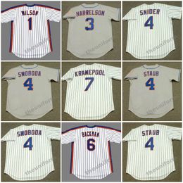 Men's 1963's-1987's New MOOKIE WILSON BUD HARRELSON DUKE SNIDER RON SWOBODA RUSTY STAUB DAVID WRIGHT WALLY BACKMAN ED KRANEPOOL Throwback York Baseball Jersey S-5XL