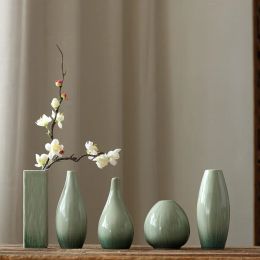 Vases Small Ceramic Green Hydroponie Modern Decorative Wall Vases White Black Home Living Room Decor Pot For Plant Flowers Zen