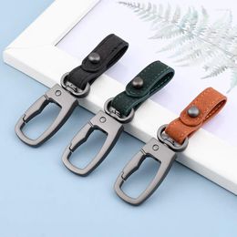 Keychains 2PCS Handmade Swivel Buckle Genuine Leather Zinc Alloy Keychain Key Holder Keys Organiser Charm Interior Car Keyring Accessories