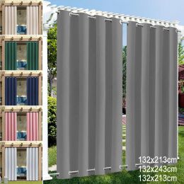 Curtains Patio Waterproof Outdoor Curtains Garden Lawn Windproof Top & Bottom Eyelets Thermal Insulated Curtains Blackout Window Drapes