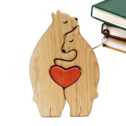 Crafts Wooden Family Puzzle Bears Little Bear Family Wooden Art Puzzle Unfinished Blank Wooden Puzzle Ornaments Perfect Home Decoration