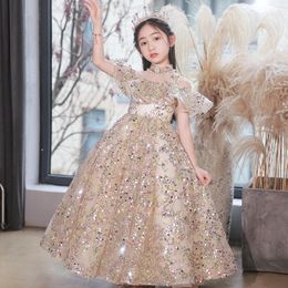 sequined Little girl Birthday Party Dresses Flower Girl Dresses Sheer Neck Beaded Lace Hand Made Flowers Colorful Tiered Tulle Princess Queen Ball Gowns Marriage