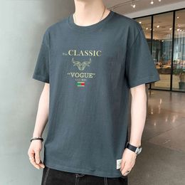 American Short T-shirt Production 2024 Summer Men's Loose Casual Fashion Brand Versatile Half Sleeved