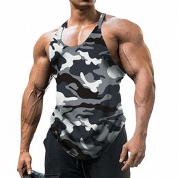 camoue Summer Fitn Tank Top Men Bodybuilding New Gyms Clothing Fitn Men Shirt Slim Fit Vests Mesh Singlets Muscle Tops 519D#