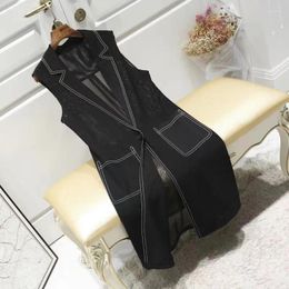 Women's Vests 2024 Vest Fashion Korean Spring Summer Mesh Chiffon Medium Long Casual Sleeveless Waistcoat Female Outwear 5XL