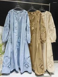 Casual Dresses Vacation Style Hollow Embroidered Break French Dress Loose To Cover The Flesh&look Slim Spring&summer 2024 Fashion