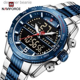 Wristwatches Luxury brand NAVIFORCE mens digital sports steel waterproof timing clock fashionable luminous quartz watch for menC24410