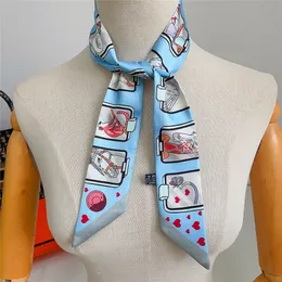 2024Long small silk scarf female summer decoration thin neck scarf temperament lazy thin narrow scarf