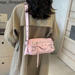 Factory Direct Small and Fashionable Texture Willow Nail for Women 2024 New Oil Wax Pattern Leather Motorcycle Bag Trendy Single Shoulder Crossbody