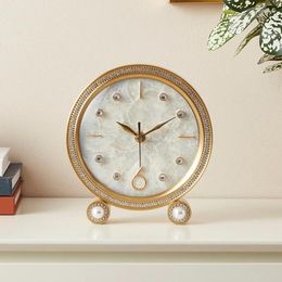 Table Clocks Clock Ornaments Living Room Family Bedside Desk Decorations Aesthetic Creative Retro European Style Silent