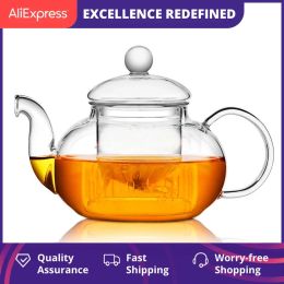 Tools High Quality Heat Resistant Glass Flower Tea Pot,practical Bottle Flower Teacup Glass Teapot with Infuser Tea Leaf Herbal Coffee