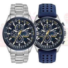 Luxury Wateproof Quartz Watches Business Casual Steel Band Watch Men's Blue Angels World Chronograph WristWatch 220113229I