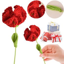 Decorative Flowers Crochet Carnation Handwoven Flower Exquisite Crocheted Fake Aesthetic For Mothers Day Anniversary