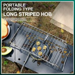 Meshes BBQ Grill Multifunctional Folding Campfire Grill Portable Stainless Steel Camping Grill Grate Gas Stove Stand Outdoor BBQ Rack