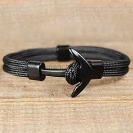 Chain Kirykle Hot selling Couple Bracelet Fashion Alloy Anchor Bracelet Braided Polyester Rope Bracelet Mens Gift 240325