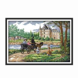 Frame A Family in the Countryside Counted 11ct 14ct Cross Set Diy Dmc Chinese Cross Embroidery Needlework Home Decor