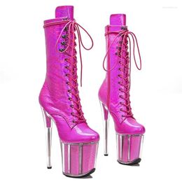 Dance Shoes 20CM/8inches PU Upper Modern Sexy Nightclub Pole High Heel Platform Round Toe Women's Boots 328