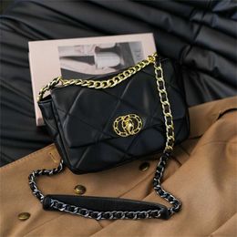 28% OFF Designer bag 2024 Handbags Black handbag for women in fashionable grid chain crossbody high-end and stylish hand-held one shoulder small square
