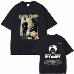 Classico film vintage Chaplin City Lights Double Sided Stampa T-shirt Uomo Donna Casual Hip Hop T-shirt Uomo Gothic Tshirt Tops t2wr #