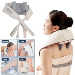 5D Shiatsu Back Neck Massage Shawl U Shape Kneading Shoulder Massager Car Home Muscle Relaxing Fatigue 240309