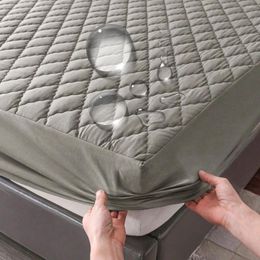 Pillow Waterproof Throw Mattress Cover Bed Fitted Sheet Protector Single/Double/140/160 Muti Size Gray/White