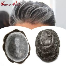 Toupees Toupees PU Toupee for Men 0.10mm Thin Skin Toupee Poly Hair Prosthesis Piece Human Hair System Injected PU Mens Hair Replacement