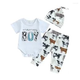 Clothing Sets Blotona Born Baby Boy Clothes Summer Short Sleeve Funny Letters Romper Tops Jogger Pants Hat 3Pcs Coming Home Outfit