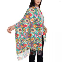 Scarves 70s 60s Boho Retro Scarf With Tassel Hippy Chic Print Soft Shawl Wraps Women Design Head Winter Y2k Cool Bufanda