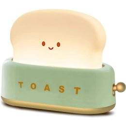 Crafts New Led Bread Maker Night Light Usb Charging Dimming Toast Lamp Bedroom Children Timing Sleeping Lamps Fun Switch Light