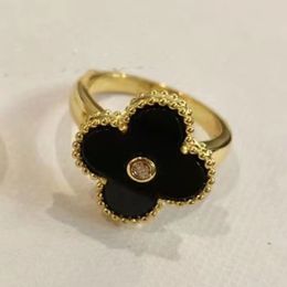Classic 18K Gold Plated love Ring Designer for woman Couple rings four leaf clover rings Jewellery woman man for Wedding ring Anniversary Jewellery gift no fad 00Q3