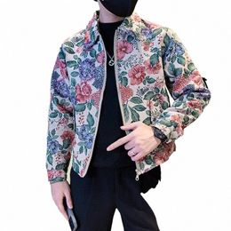 2023 Autumn Embroidered Jacquard Bomber Jacket Men Fi Lapel Casual Social Streetwear Jackets Busin Windbreaker Coat z4JS#