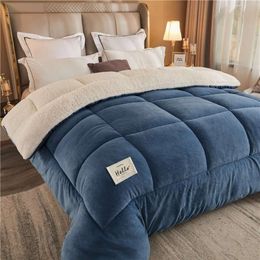 Winter Bedding Thick Quilt Blanket Thickened Warm Flannel Fleece Comforter for Cold Nights Set Bed Duvets Quilts the Blankets
