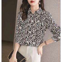 Womens Blouses Shirts 2023 Spring Autumn Fashion Leopard Print Chic Street Button Up Casual Simple Long Sleeve Loose Tops For Women Dr Otaxx