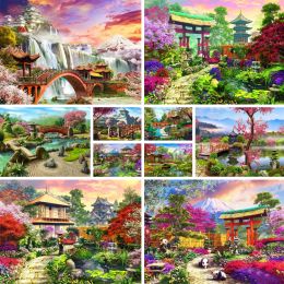 Number Landscape Cherry Blossom Painting By Numbers Kit Oil Paints 50*70 Paiting By Numbers Wall Paintings Crafts For Adults Handiwork