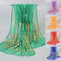 Sarongs 170cm * 60cm Solid Gold Scarf Headband Womens High Quality Void Packaging Shawl Long Soft Peacock Pashminas Tols Shining Thin Scarf 240325