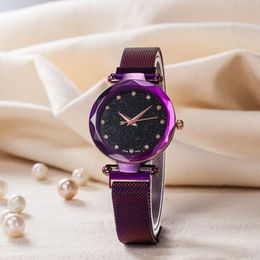 Popular Fashion Brand Women Girl Colourful Colour Metal steel band Magnetic buckle style quartz wrist watch Di 02274r