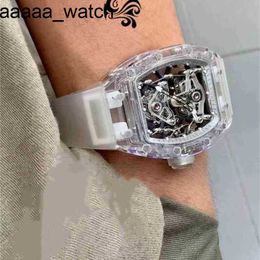 Luxury Mens Mechanical Watch RichardMill Fashion Trend Rms056 Fully Automatic Mechanical Hollow Tourbillon Snow Glass Tape Male