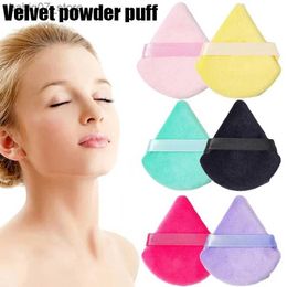 Sponges Applicators Cotton 2/6 triangular velvet powder puff soft cotton cosmetic powder puff foundation make-up sponge washable puff powder pad Q240325